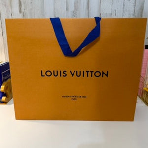 Louis Vuitton Shopping Bag Orange Large Gift Tote Blue Ribbon Handles