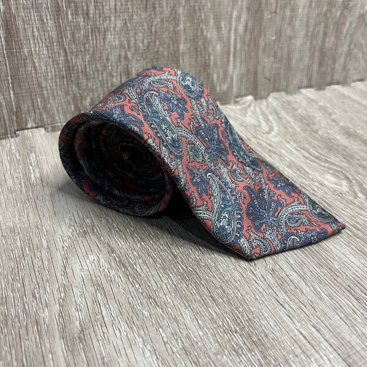 Christian Dior Monsieur Vintage Silk Tie Red Blue Paisley Men's