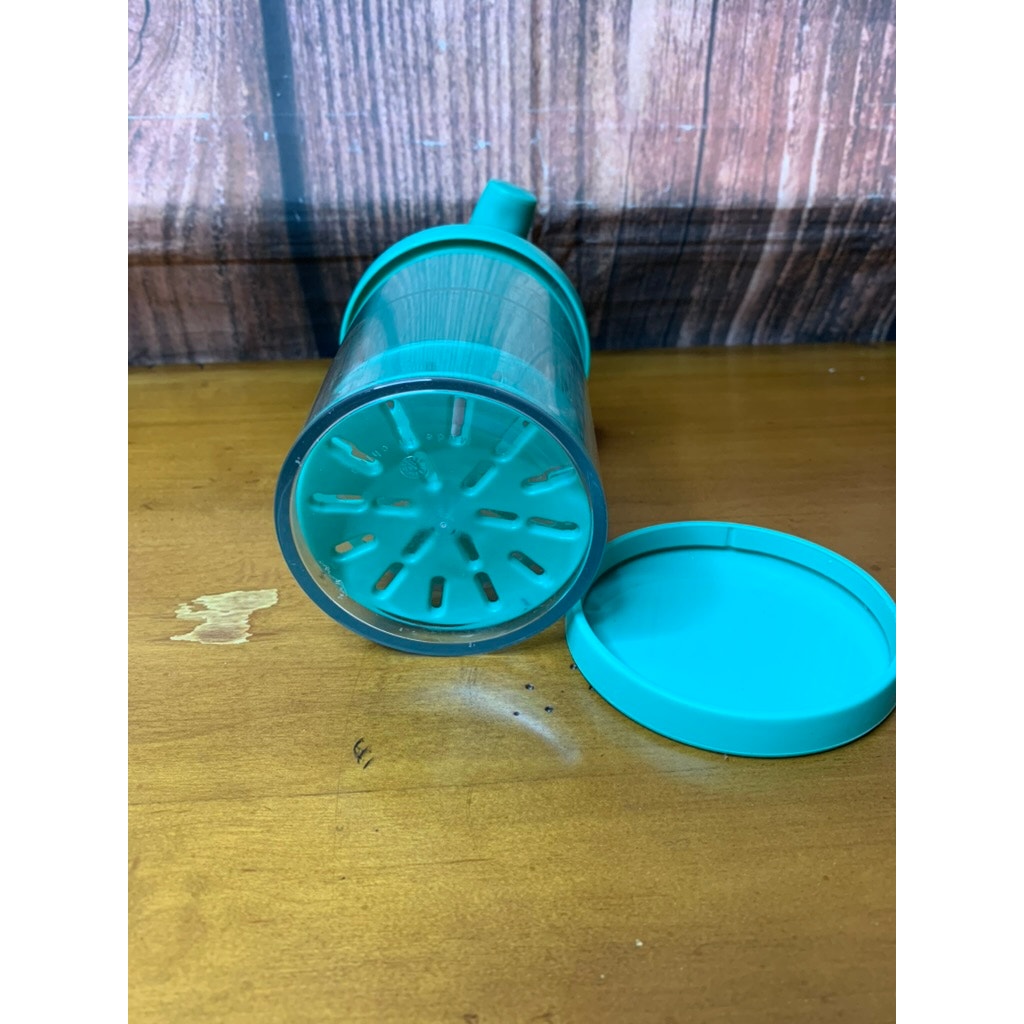 Pampered Chef Whipped Cream Handheld Mixer Clear Teal w/ Lid