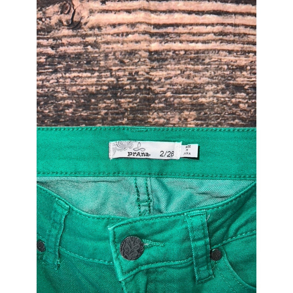 Prana Kara Women's Skinny Jeans Green Size 2 Classic 5-Pocket