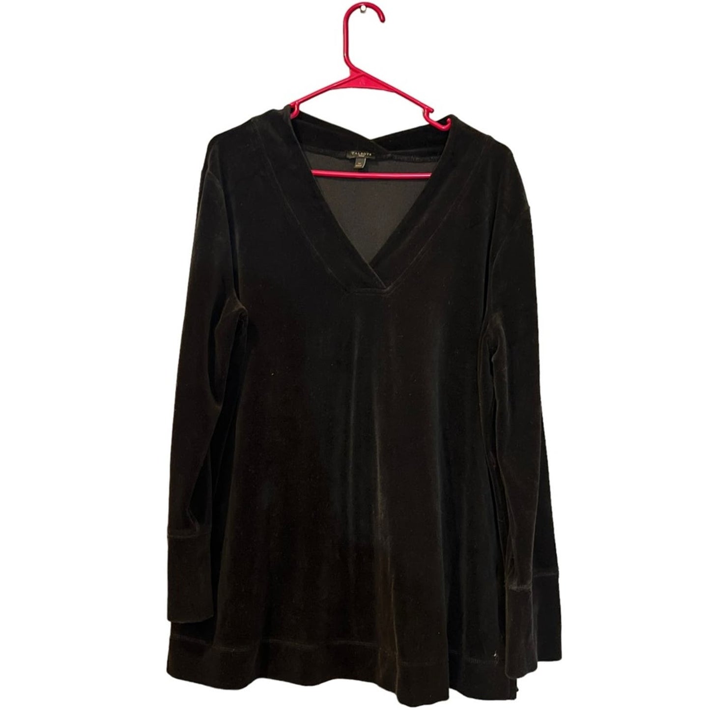 Talbots Black Luxe Velour V-Neck Top Size 1X