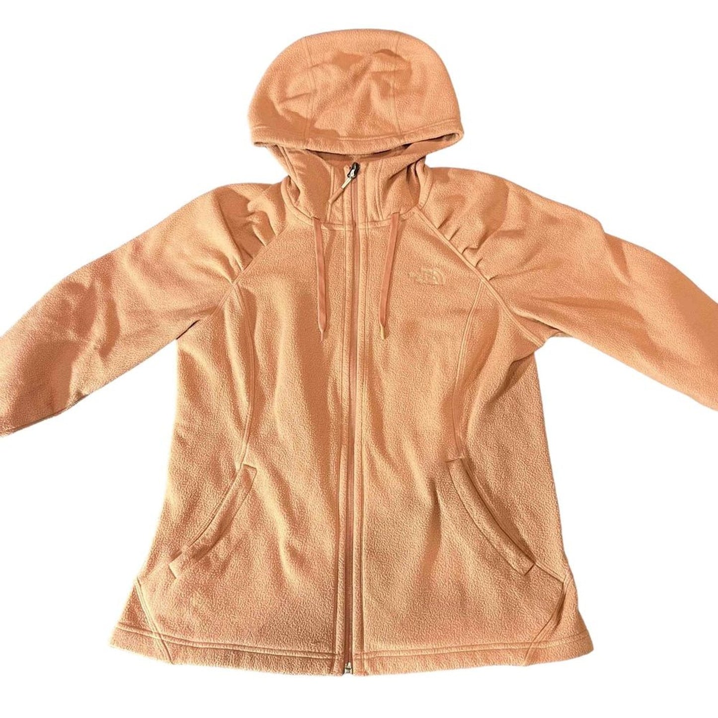 The North Face Womens Full Zip Fleece Hoodie Jacket Peach Tan Size Medium