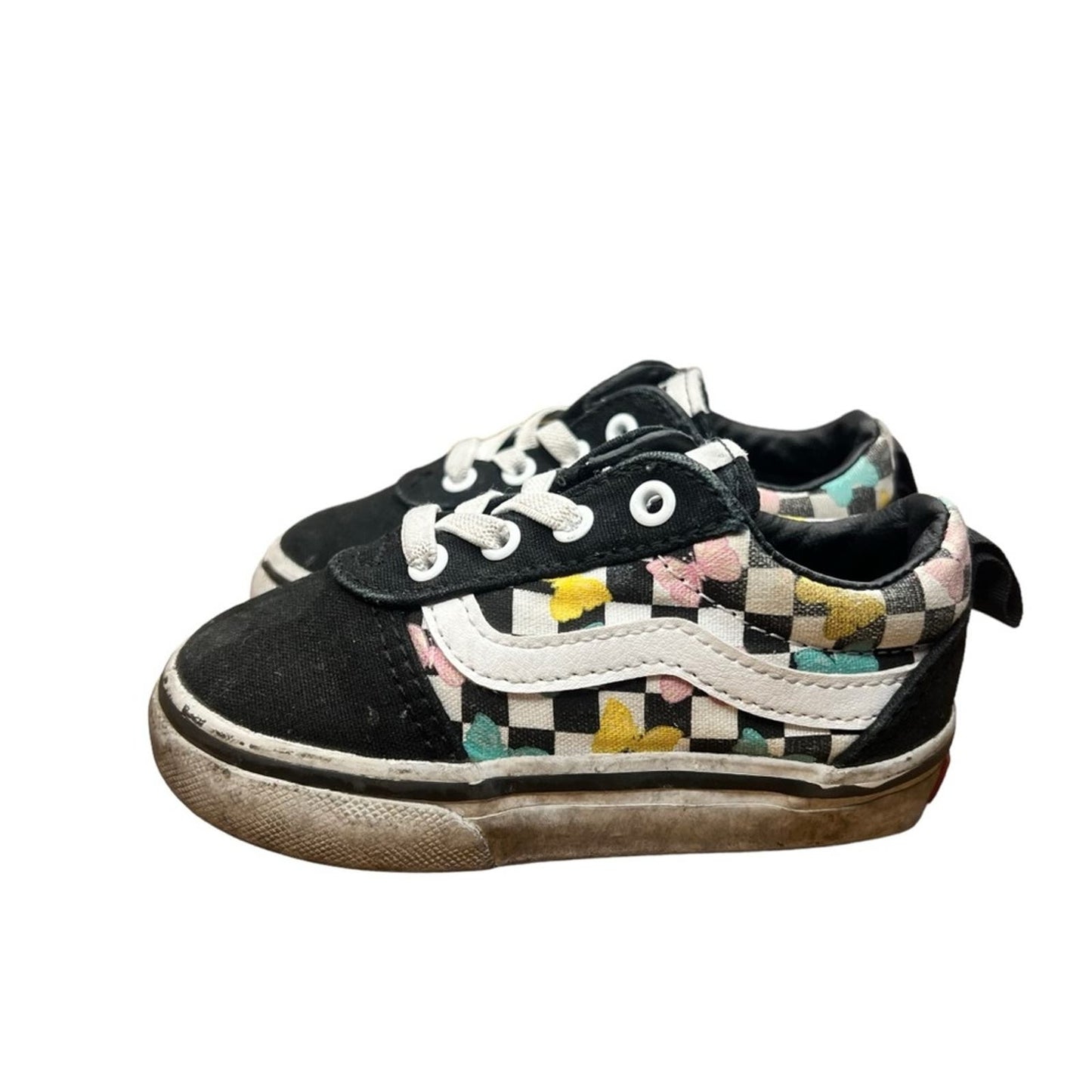 Vans Authentic Ward Slion-On Butterfly Checkerboard Sneakers Toddler Size 6.0