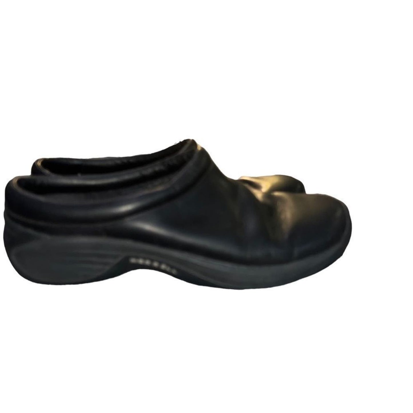 Merrell Encore Clog Size 8 Slip On Smooth Black Leather Slide Comfy Athletic