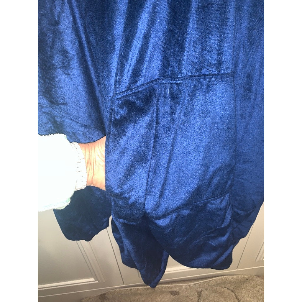 Oversized Wearable Blanket Hoodie Sweatshirt Blue Unisex