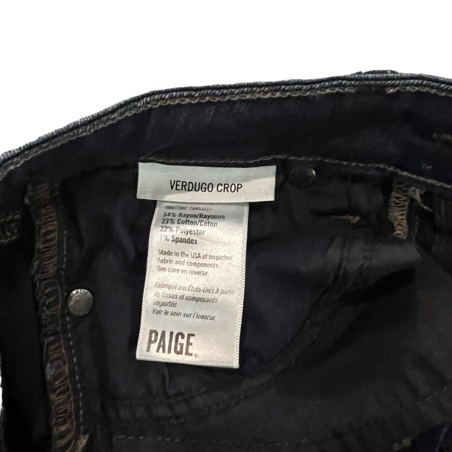 PAIGE Verdugo Crop Skinny Jeans Womens Size 26 Dark Wash Mid Rise Stretch