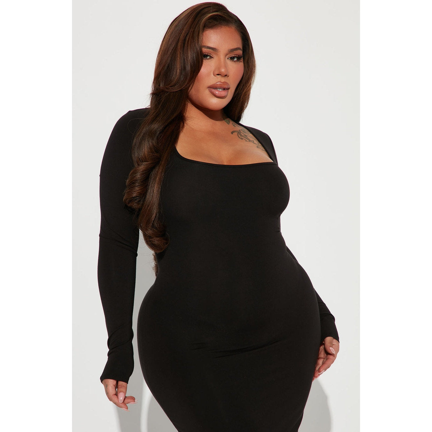 NWT Fashion Nova Women's Small Makenzie Maxi Dress Black Long Sleeve Bodycon