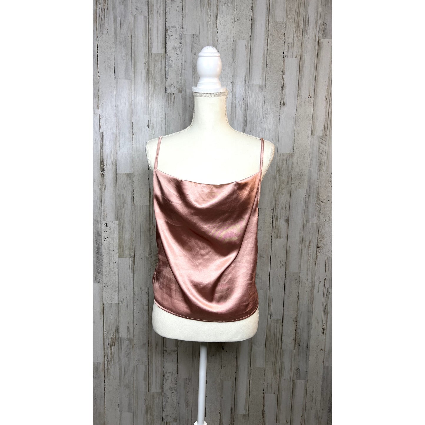 Nasty Gal Light Pink Satin Cowl Neck Cami Tank Top Blouse Women's Size 4