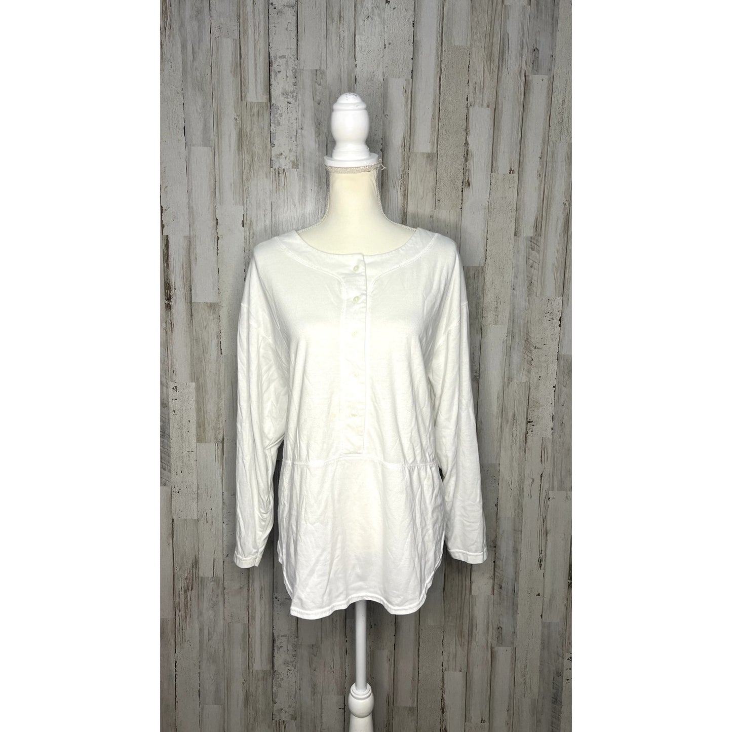 Vintage Backroad Blues Women's Medium White Long Sleeve Blouse Casual Spring Top