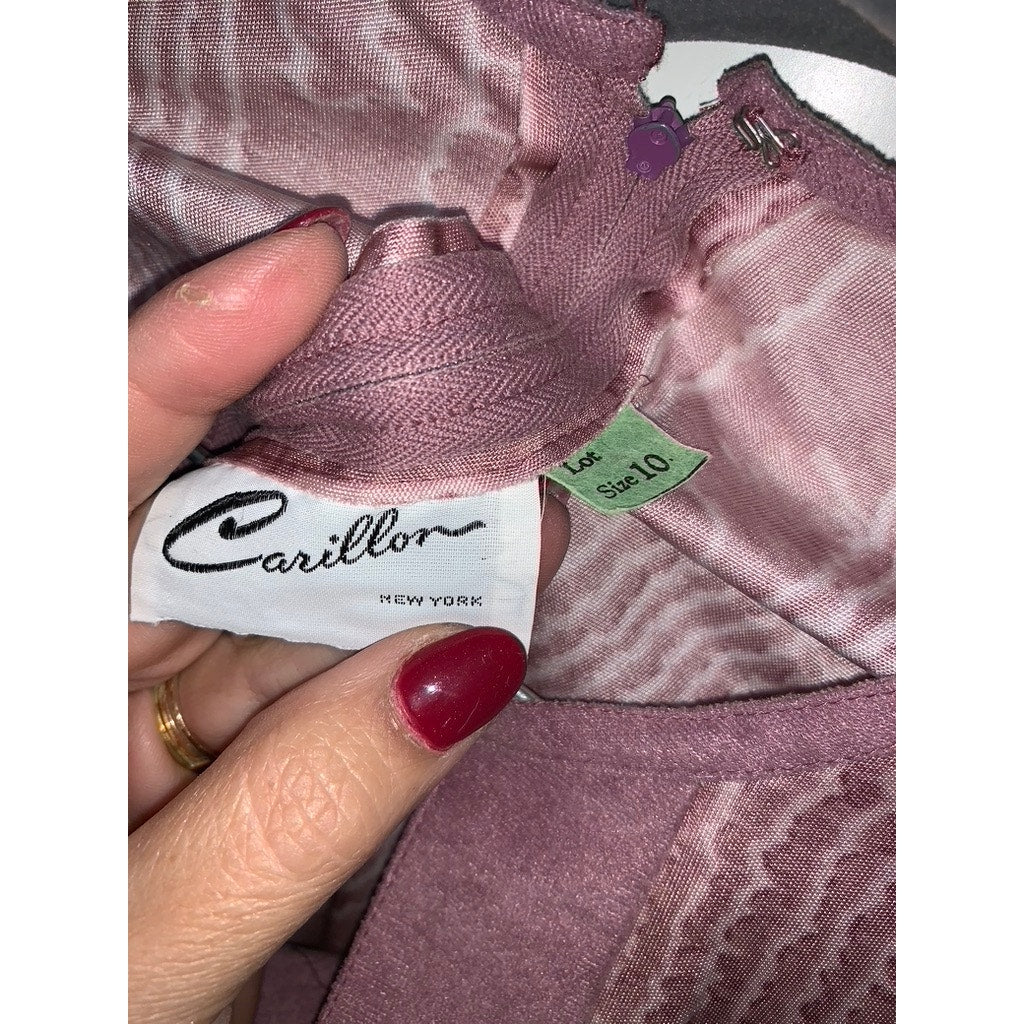 Vintage Carillon Pink Two-Piece Set Women's Size 10 V-Neck Top & Skirt Casual