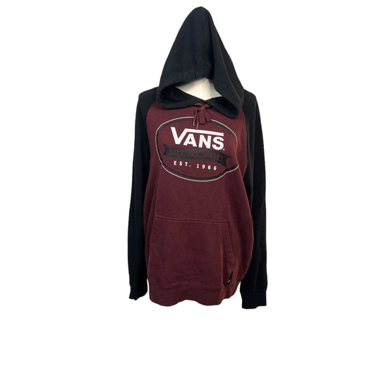 Vans Men's Large Pullover Hoodie Burgundy/Black Long Sleeve Graphic Print