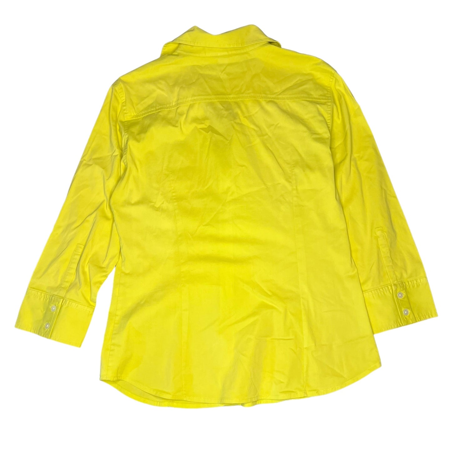 Express Design Studio Women's Medium Yellow Button-Up Collared V-Neck Blouse