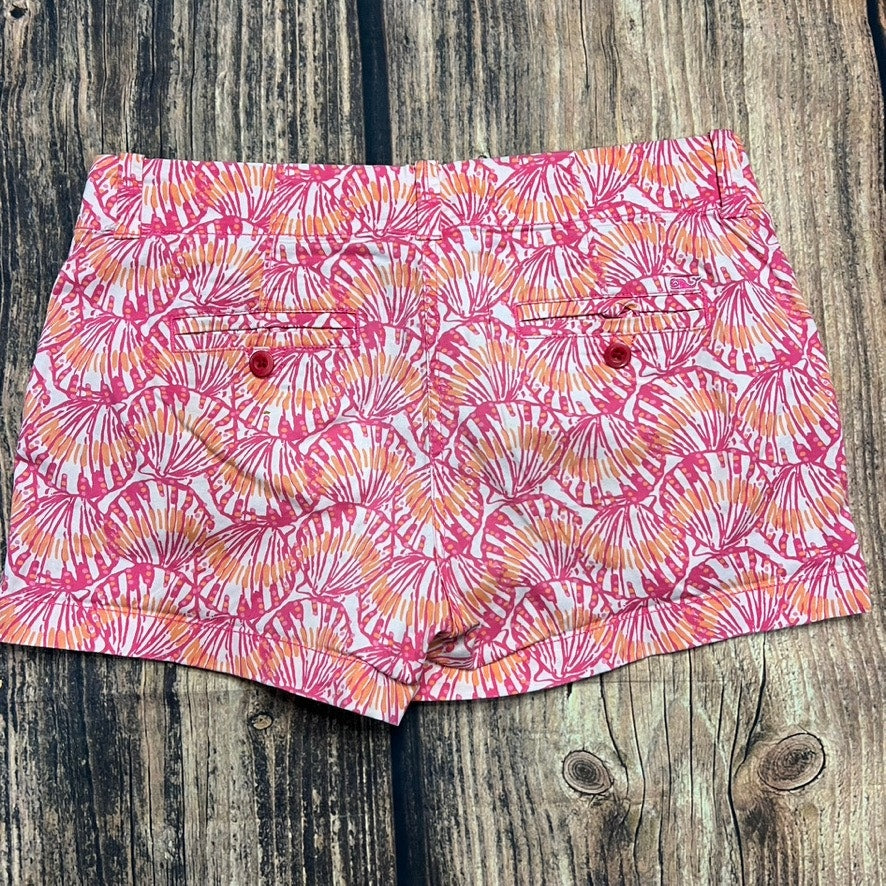 Vineyard Vines Women's Sea Shell Print Chino Shorts Pink Size 6