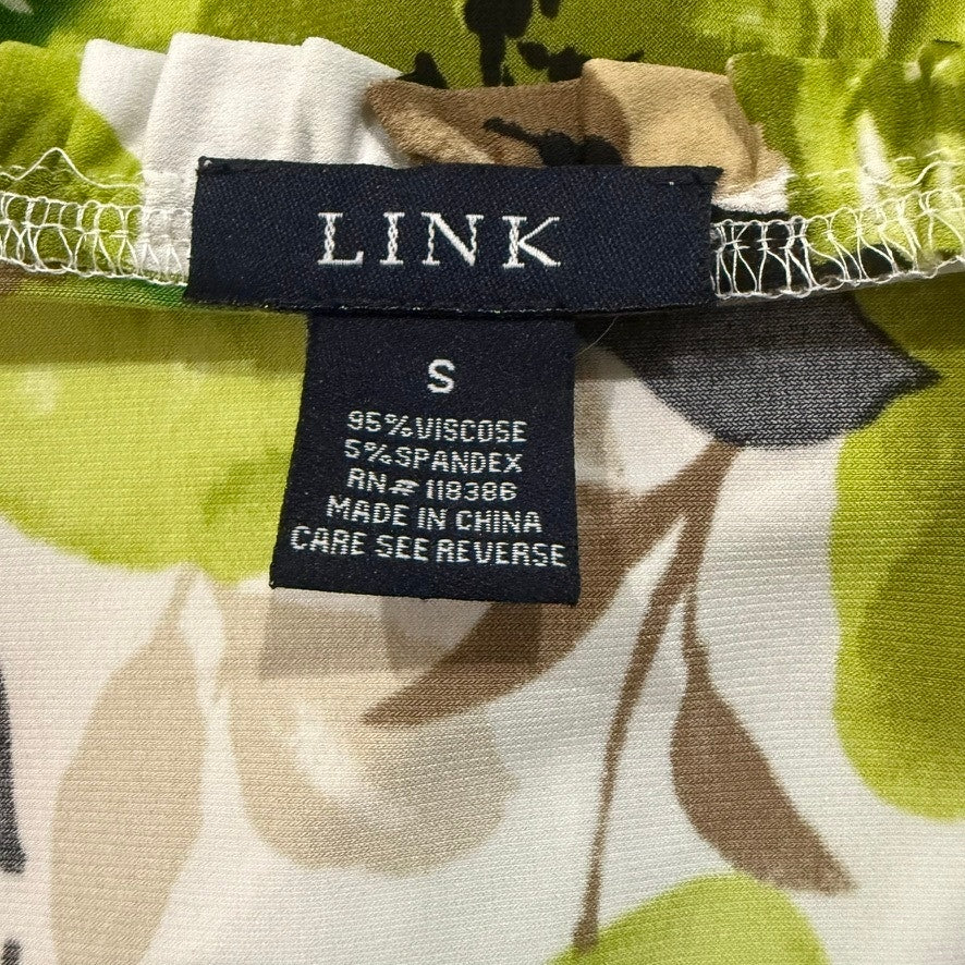 LINK Women's Floral Long Sleeve Blouse Green Size Small Casual Spring Top