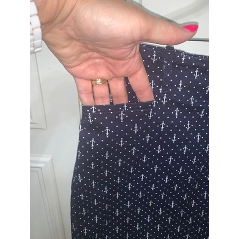 Talbots Women's Petite Size 14P Navy Anchor Print Bermuda Shorts