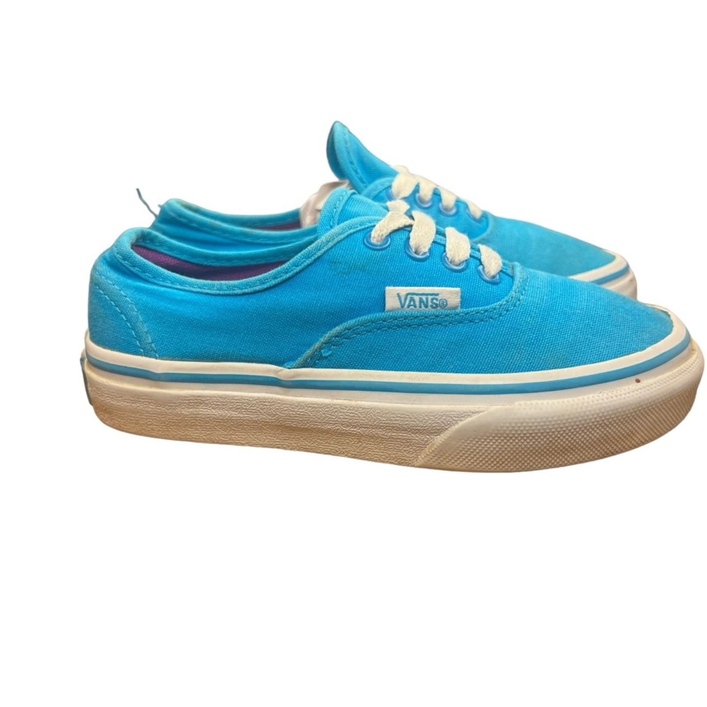 Vans Authentic Cyan Blue/ True White Lace Up Canvas Sneakers Youth Size 11.0