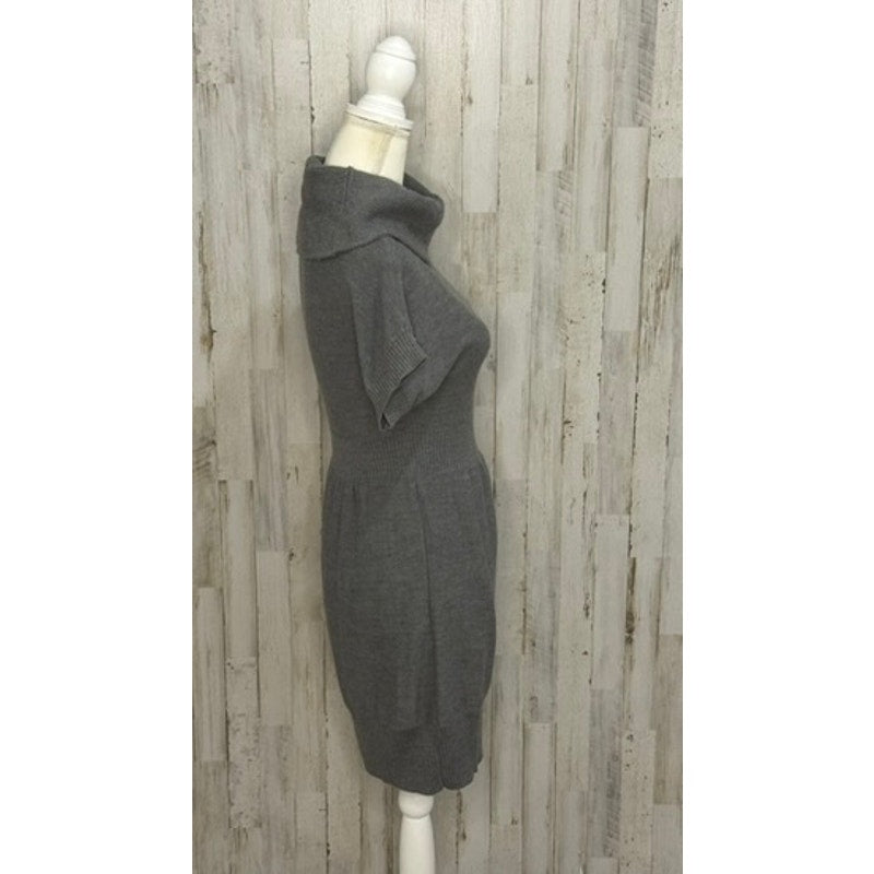 Ann Taylor LOFT Petites Gray Sweater Dress Medium Short Sleeve Cowl Neck