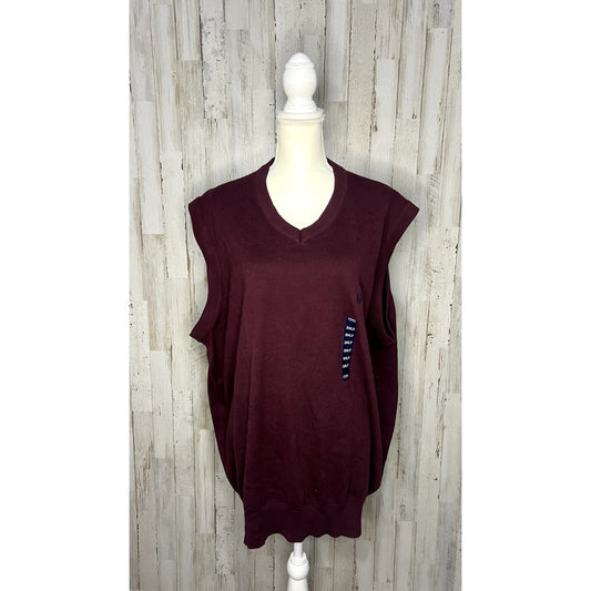 NWT Chaps Men's 3XLT Burgundy V-Neck Sleeveless Sweater Vest Big & Tall