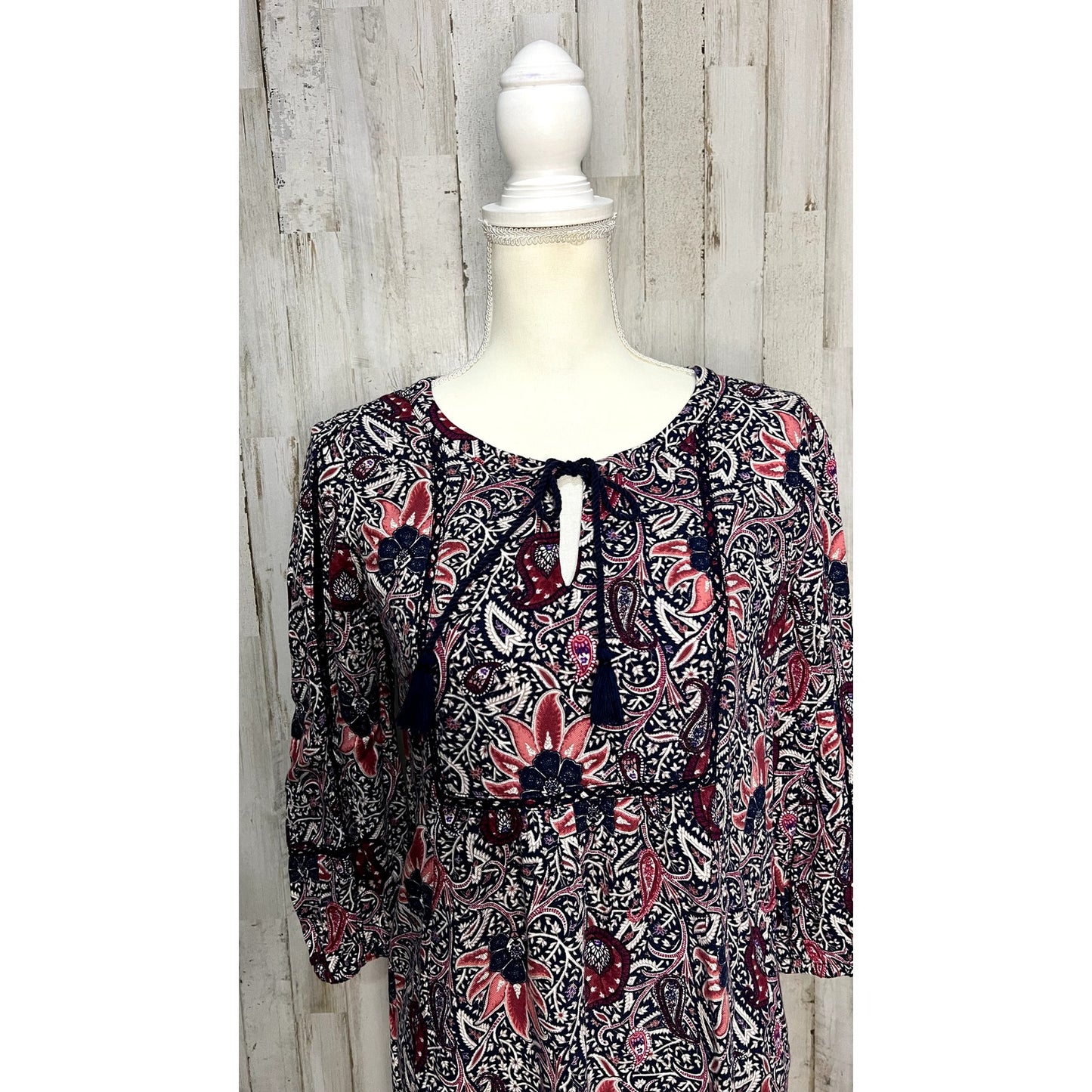 Lucky Brand Paisley Bell Sleeve Mini Dress Women's Small Multicolor Boho Chic