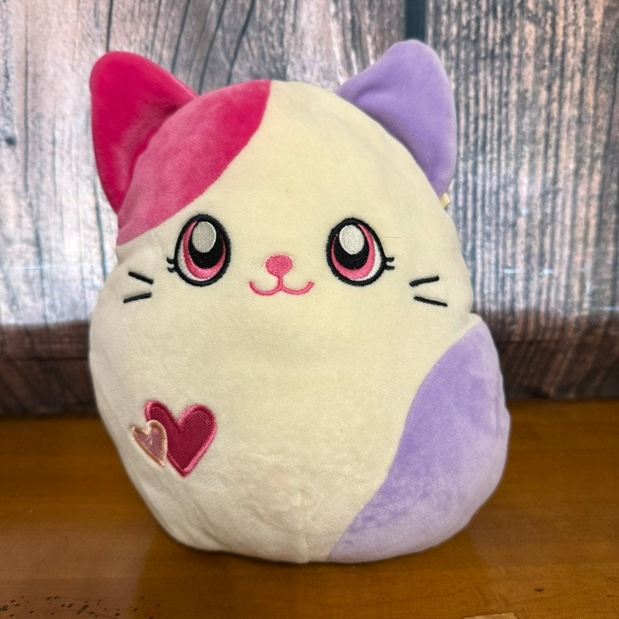 Squishmallows Valentine Tiffany Cat Plush Pink & Purple Calico 8"