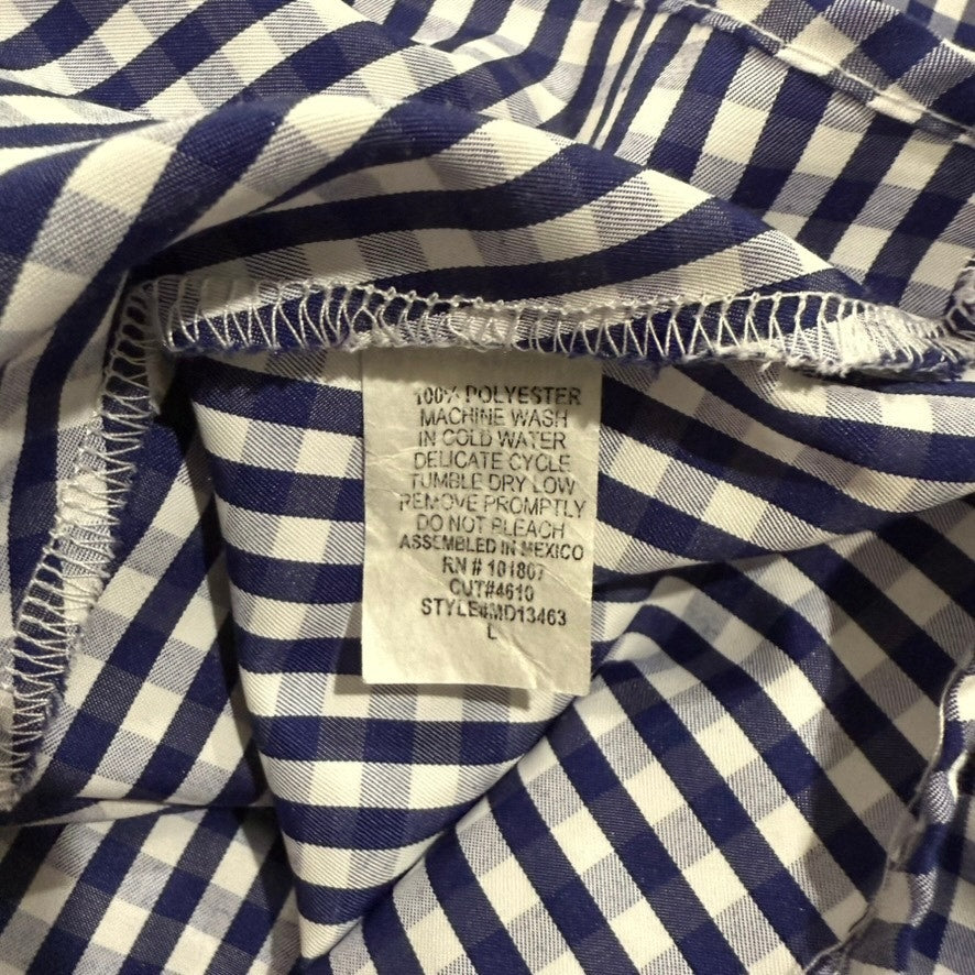 Espresso Women's Blue Gingham Cold Shoulder Knee Length Dress Size Large