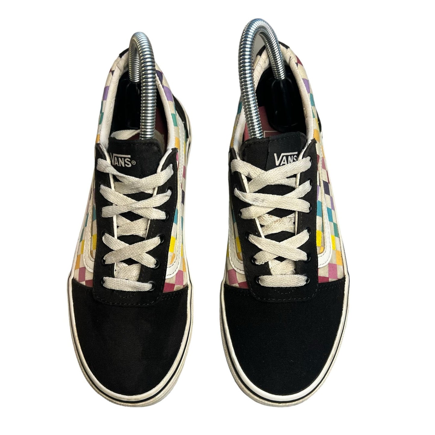 Vans Old Skool Rainbow Checkerboard Girl’s Missy 3 Sneakers Canvas Suede Low Top