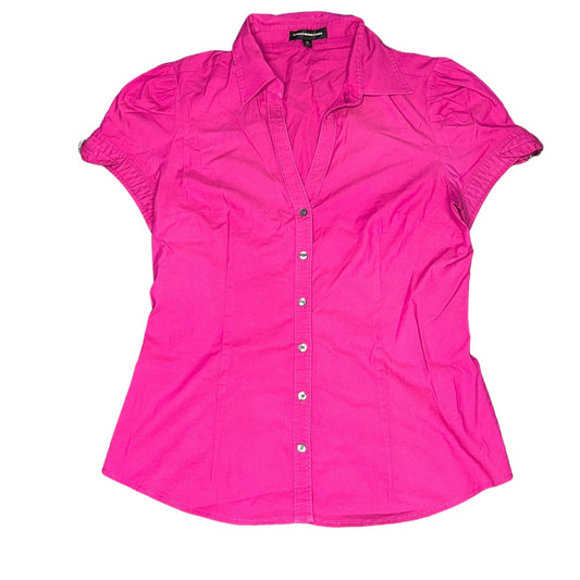 Express Design Studio Women's Medium Pink Short Sleeve Button-Up Blouse