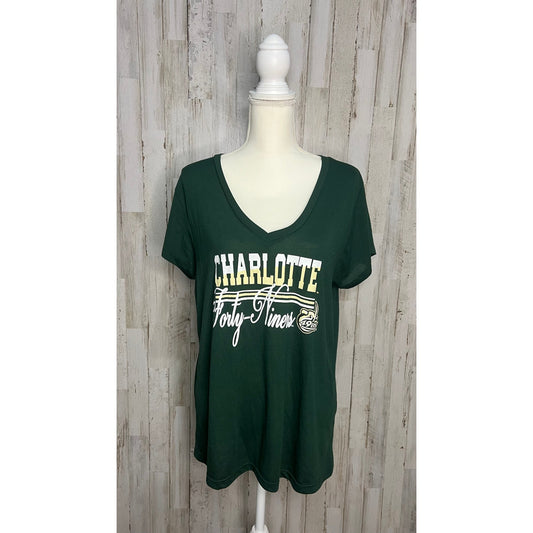 UNC Charlotte 49ers Women's V-Neck Green T-Shirt Size XXL Casual