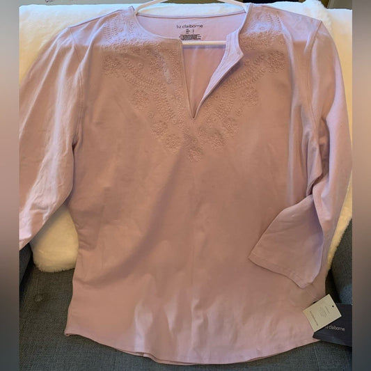 NWT Liz Claiborne Essentials in the Field Long Sleeve Purple Shirt Size Large