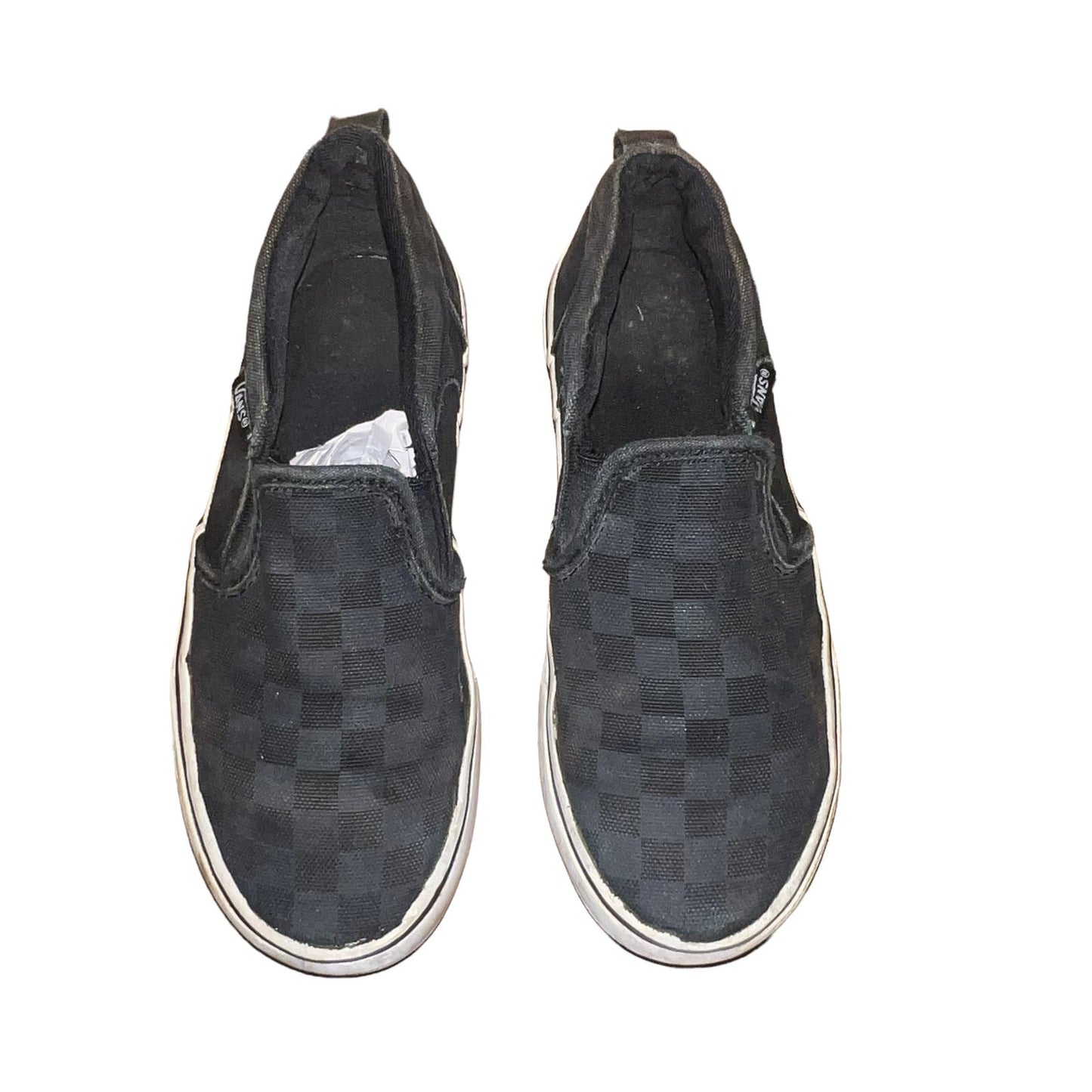 Vans Classic Slip-On Checkerboard Black Canvas Sneakers Kids Size 13.0