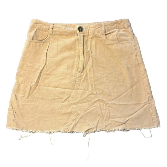 Altar'd State Women's Medium Tan/Beige Corduroy Frayed Hem Mini Skirt