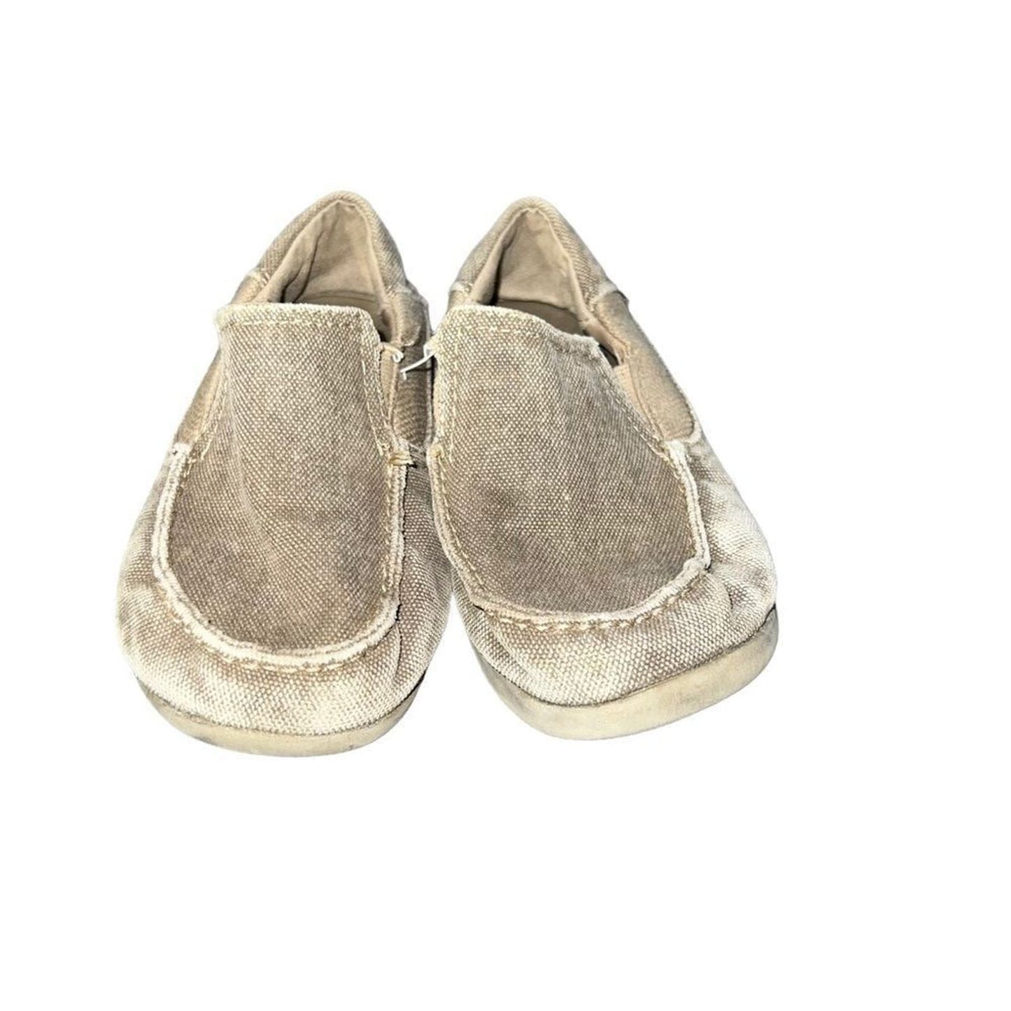 Crocs Kids Santa Cruz Loafer Slip On Shoes Canvas Khaki Child Size 13