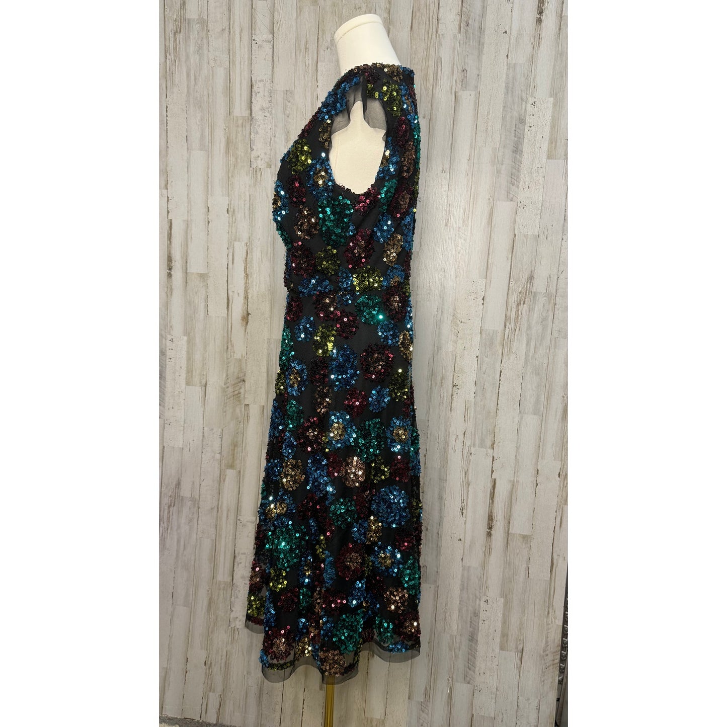 NWT Eva Franco Glenna Sequined Midi Dress Multicolor Size 0 Party/Cocktail