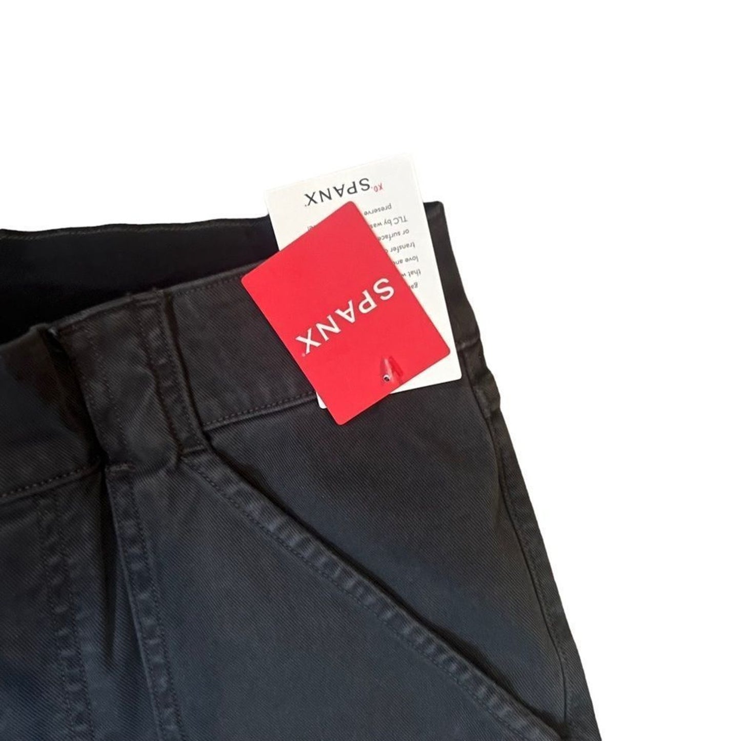 NWT SPANX Womens Cargo Pants Size Large Washed Black High Rise Pull-On Ankle