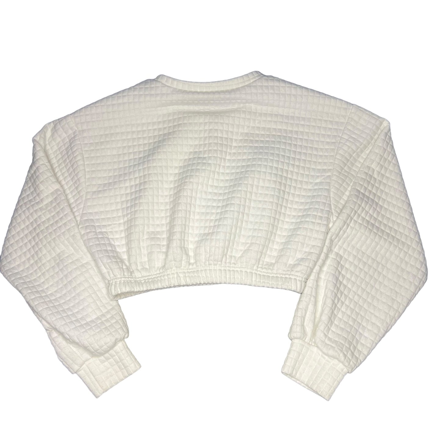 SHEIN Women's XS White Crewneck Textured Cropped Pullover Sweatshirt