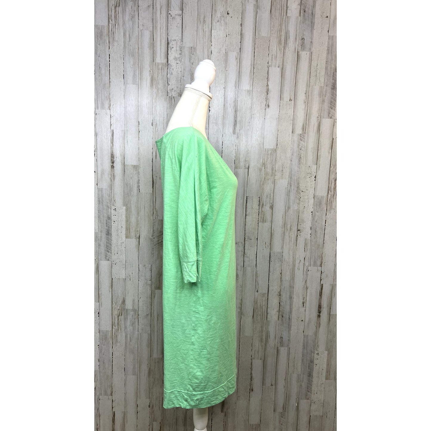 Lilly Pulitzer Cassie Dress Knee Length Green 3/4 Sleeve Boat Neck Womens Medium