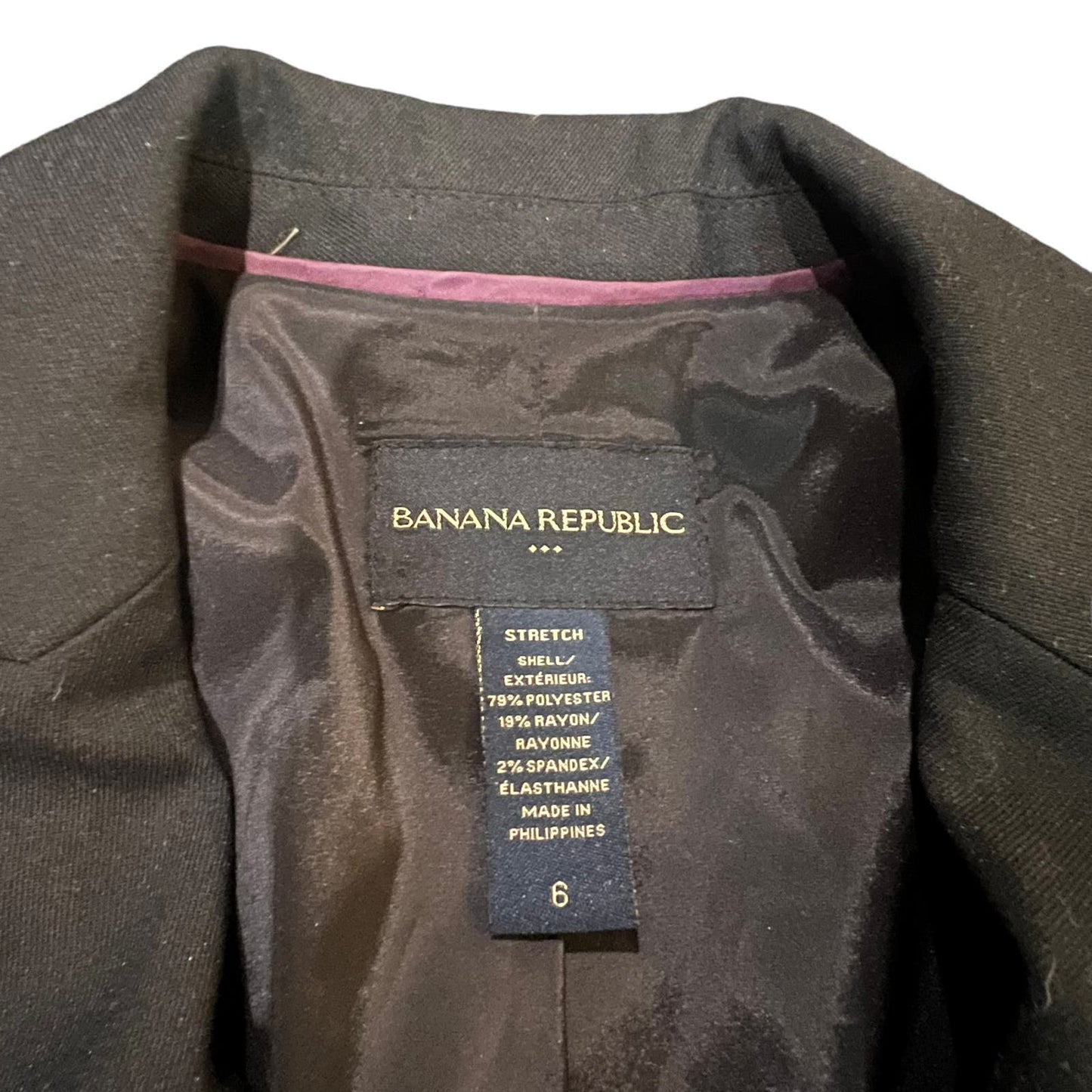 Banana Republic Women's Black Blazer Size 6 Classic Lapel Button Front Jacket