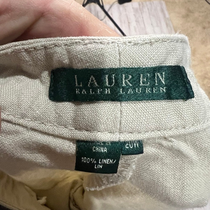 Lauren Ralph Lauren Women's 20W Linen Chino Pants Light Beige Casual Summer