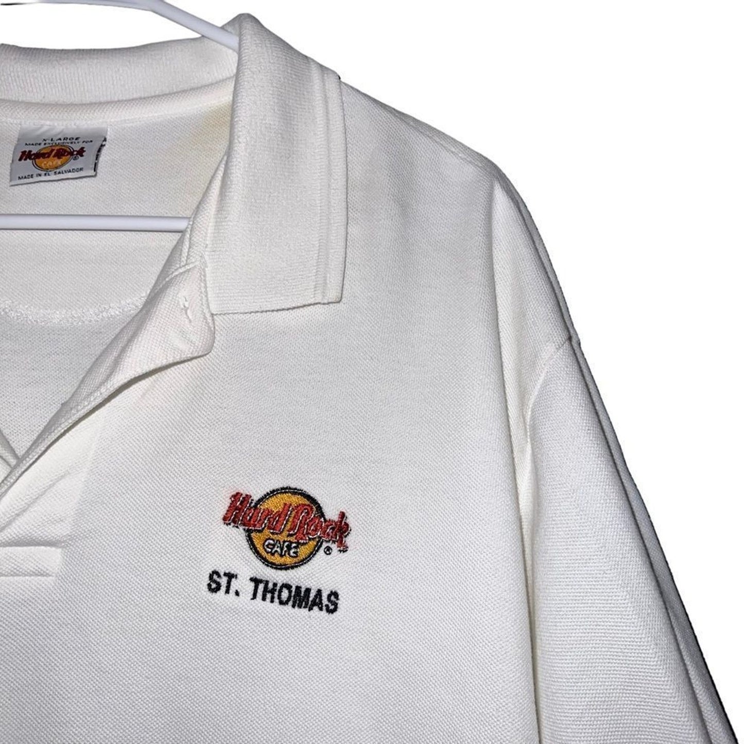 Hard Rock Cafe St. Thomas Polo Shirt Men's XL White Embroidered Logo