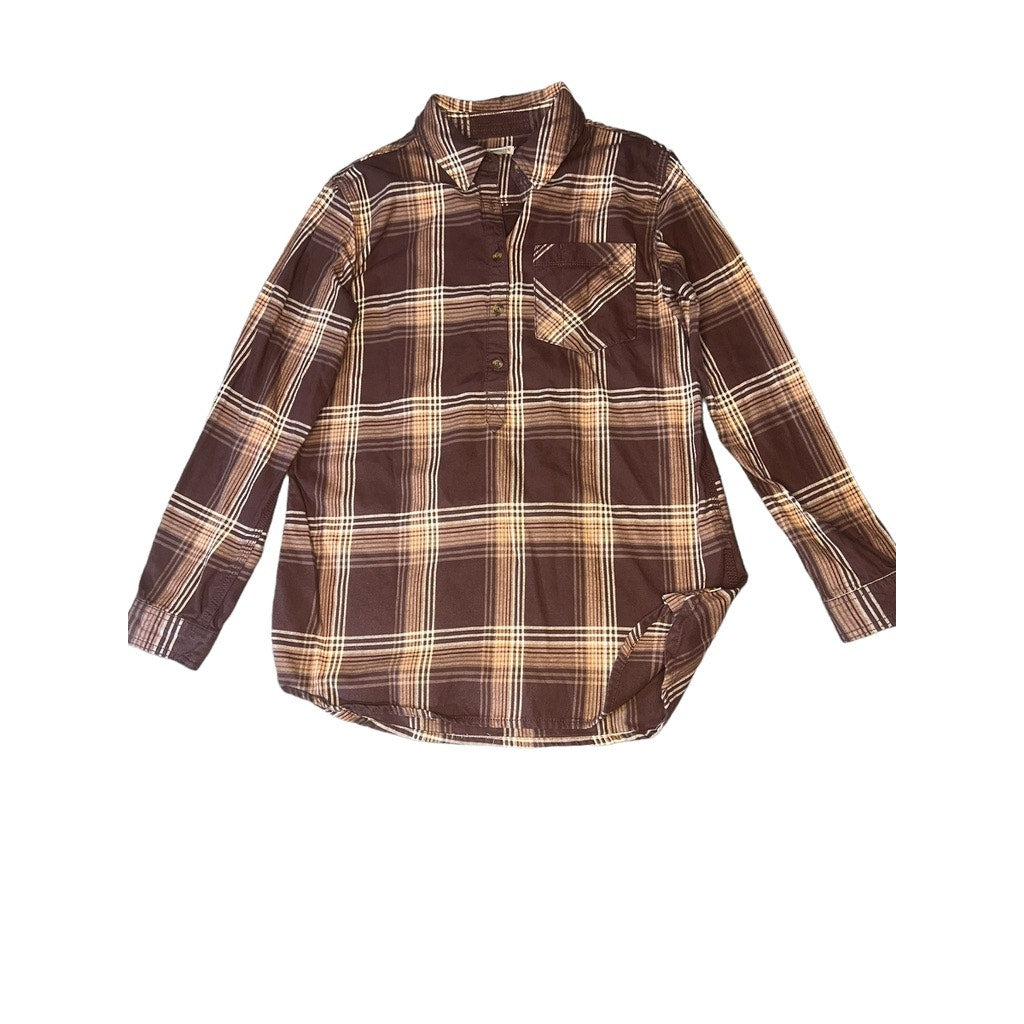 Carhartt Women's Medium Brown Plaid Button-Up Long Sleeve Shirt