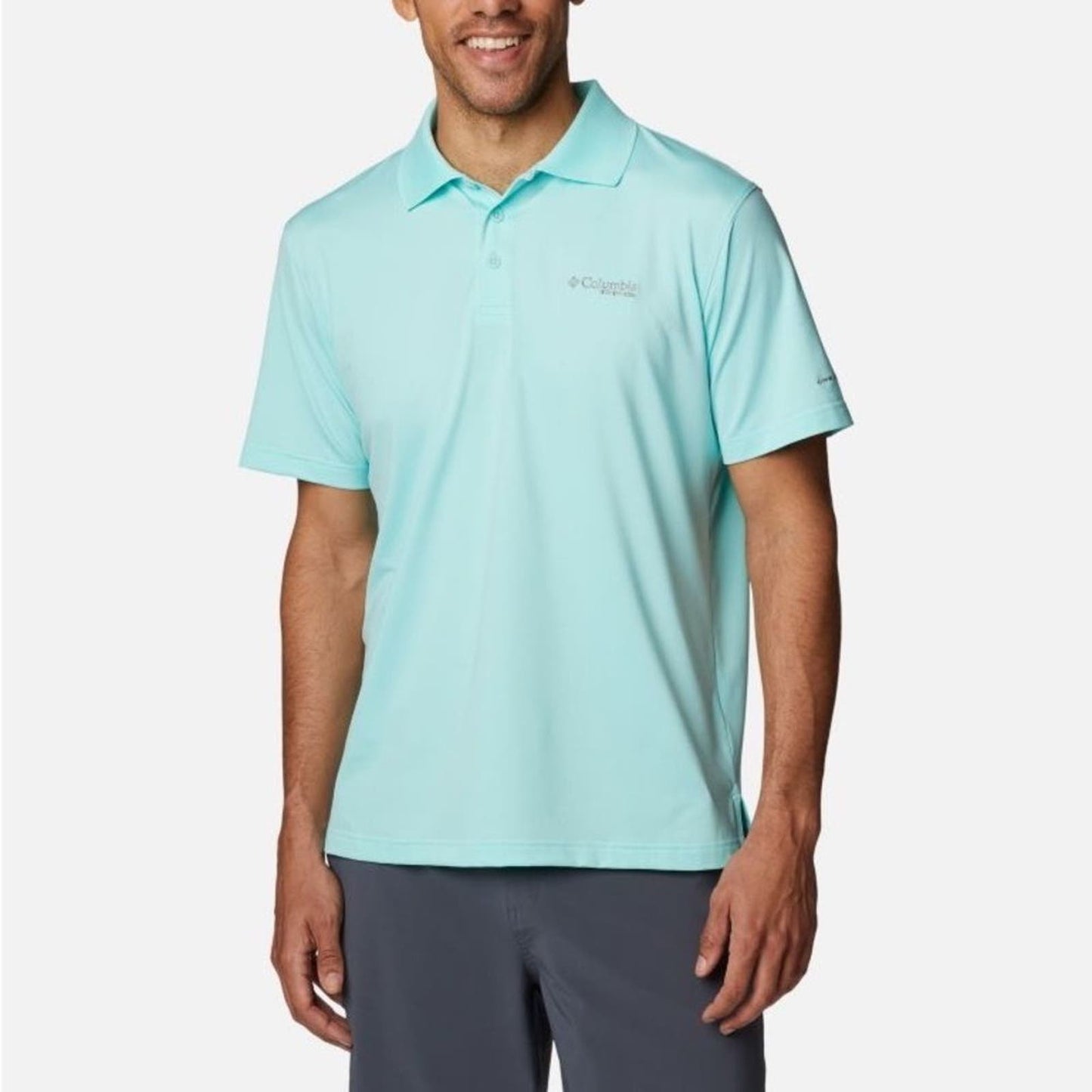 COLUMBIA men’s teal polo size large