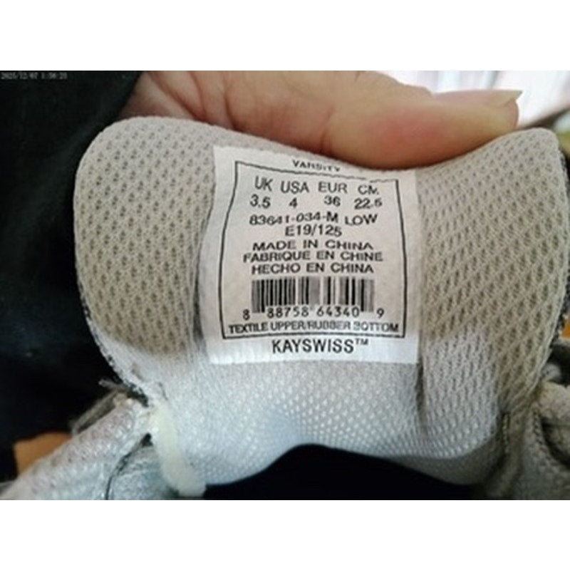 K-Swiss Court Tiebreak II Gray White Lace-Up Shoes size 3.5