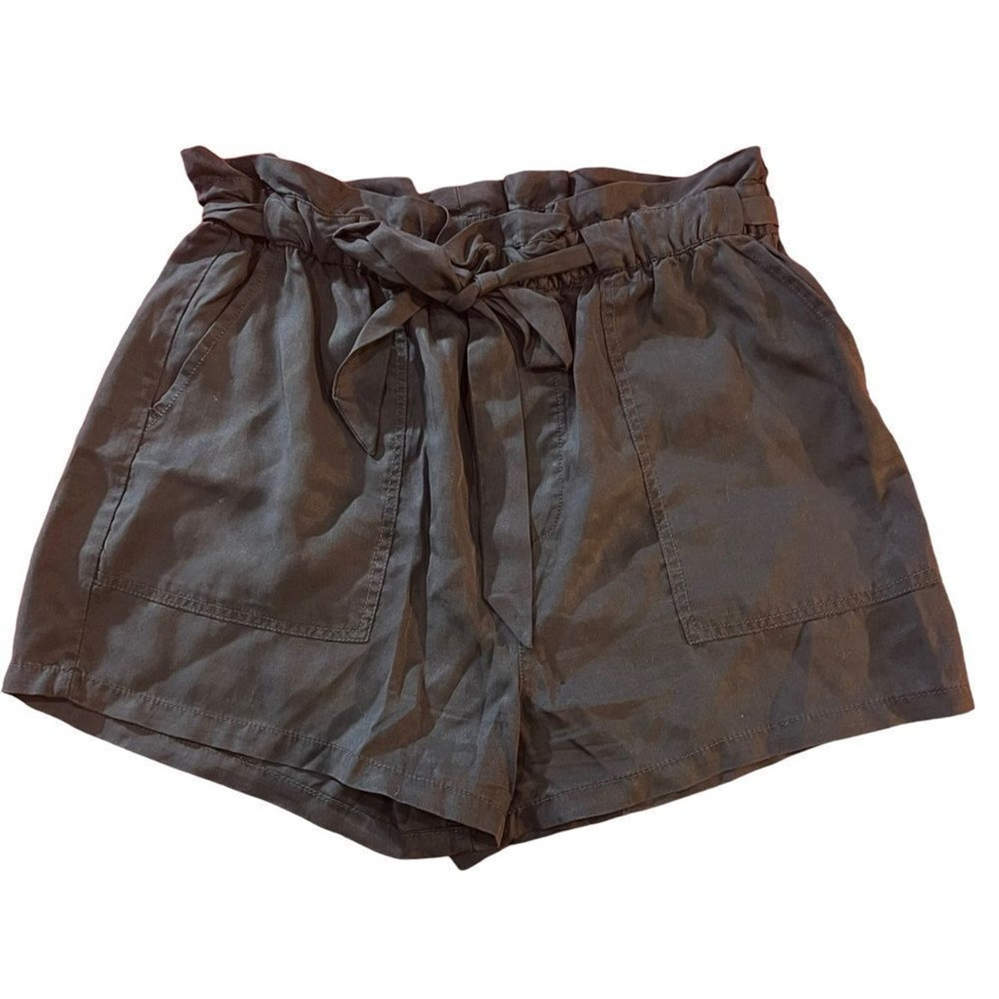 Garage Paperbag Waist Tie Belt Shorts Women's Size Medium Navy Blue High Rise