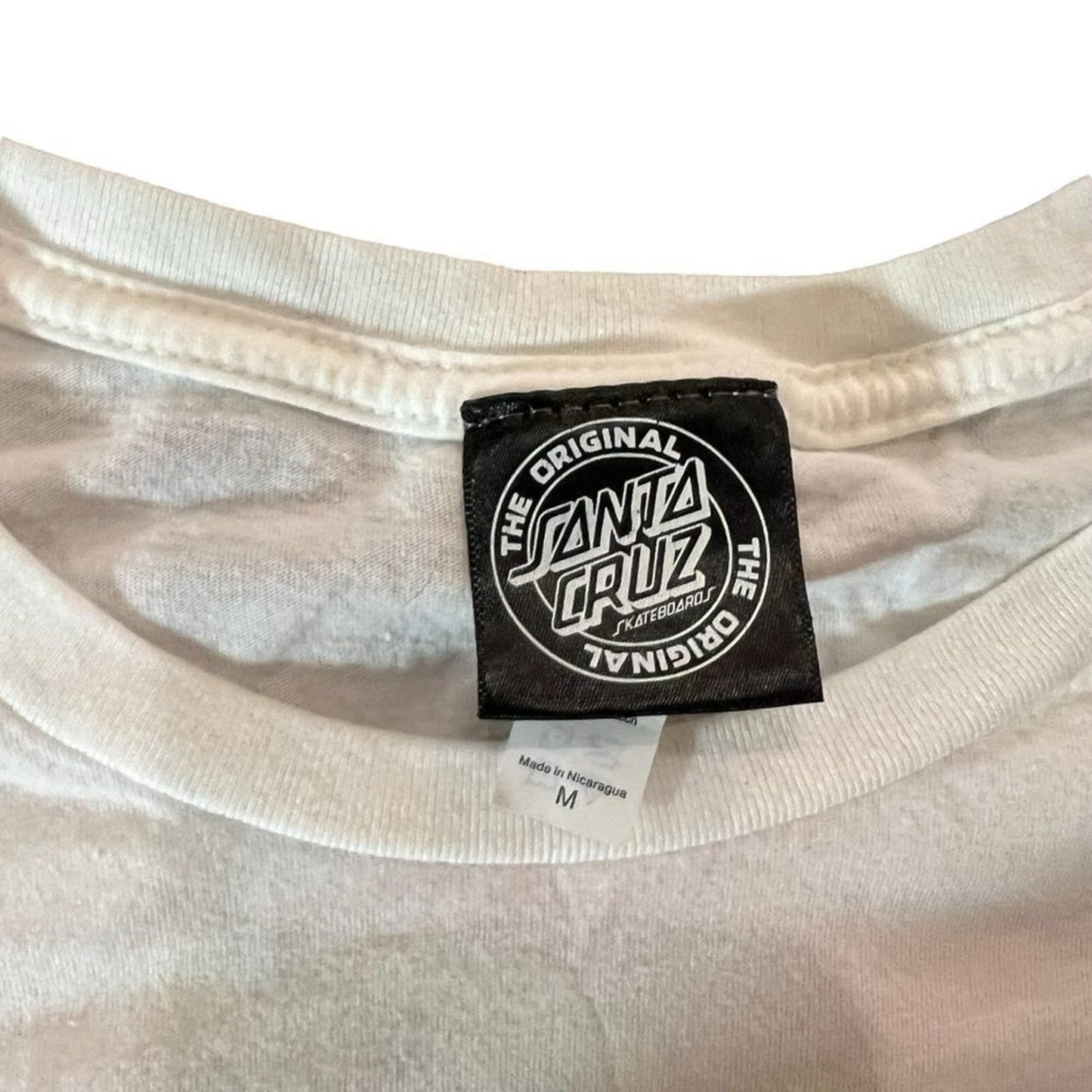 Santa Cruz T-Shirt Womens Medium White Classic Dot Graphic Logo Skate Crewneck