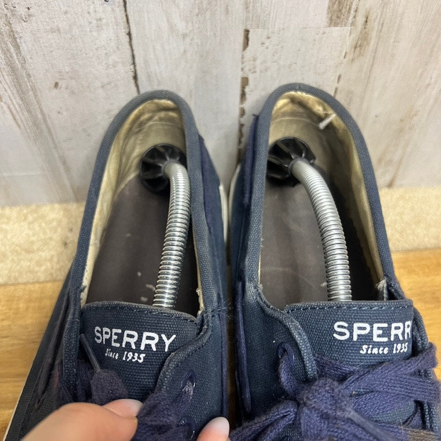 Sperry Men's Bermuda Navy Blue Canvas Lace Up Boat Shoes Size 12