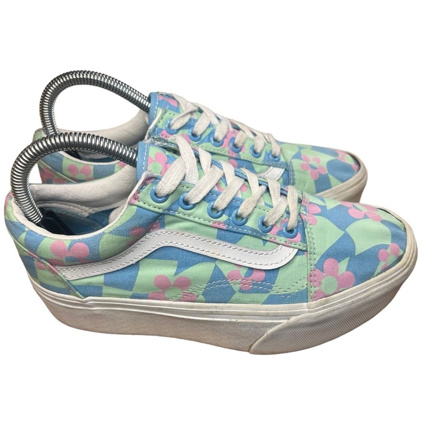 Vans X Awake NY Old Skool Stackform Platform Checkerboard Floral Sneakers W6.5