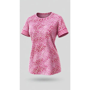 Chico's Top Womens Size 0 (Small)  Pink Medallion Print Boat Neck Short Sleeve