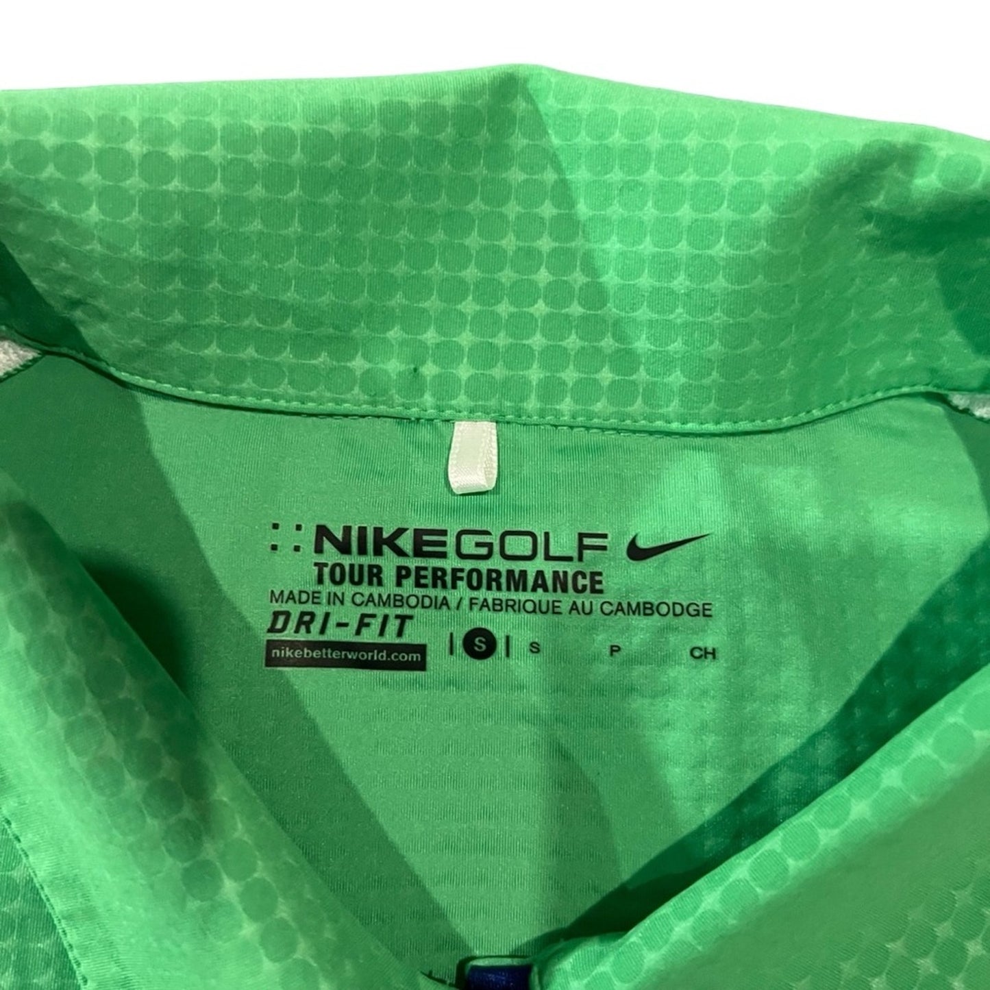Nike Golf Polo Shirt Womens Size Small Green Textured Dri-FIT Pink Trim