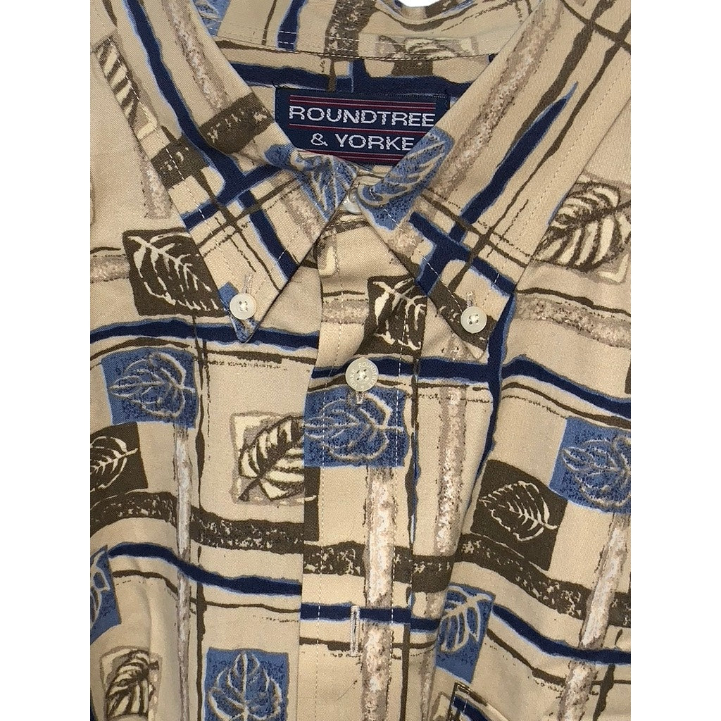 Roundtree & Yorke Men's Large Geometric Short Sleeve Button-Down Shirt