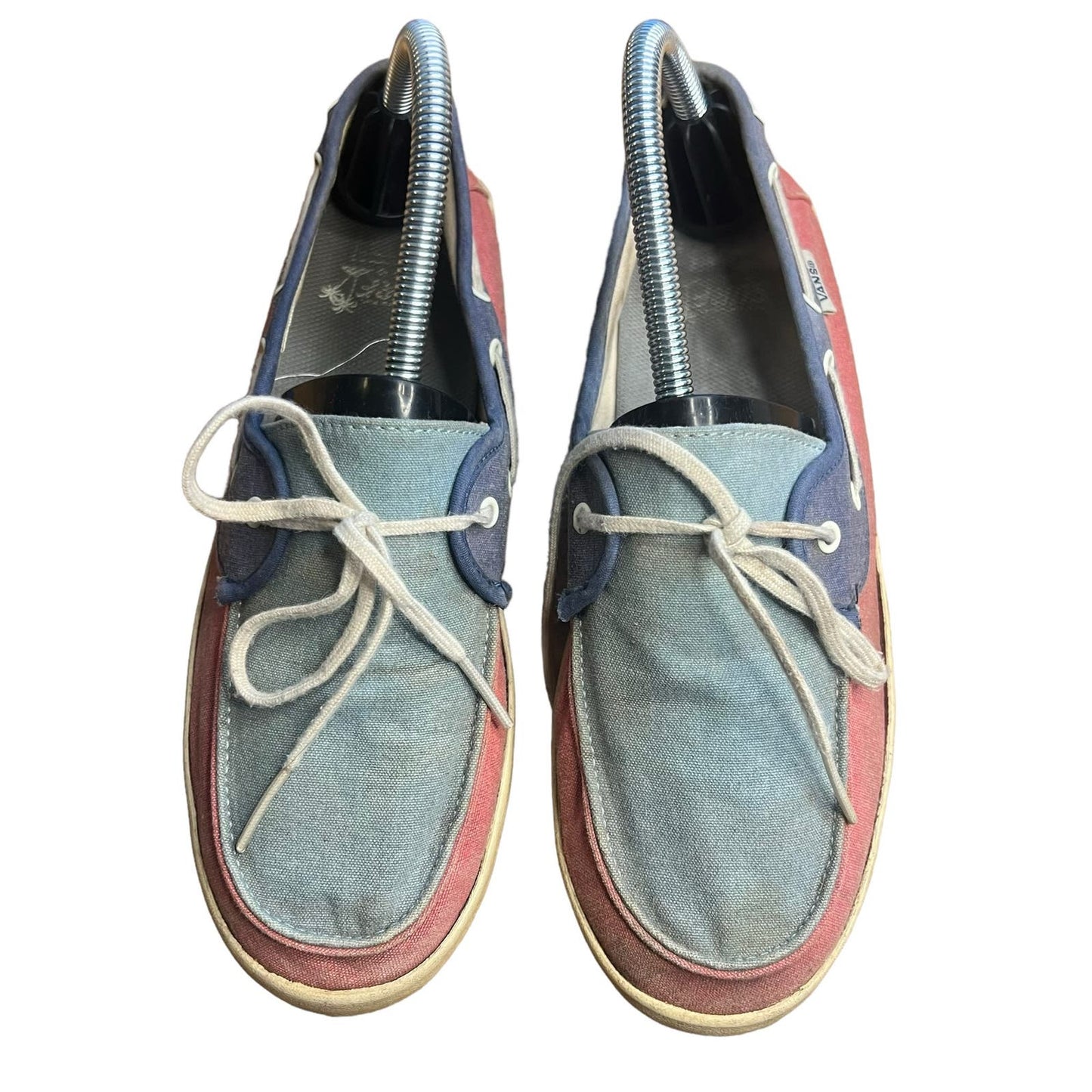 VANS Chauffette Women's Boat Shoes Aqua Sea/Calypso Coral Canvas Slip-On Size 8